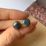 SOLD OUT: A-Grade Natural Black Jadeite MINI.malist Earring No.180479