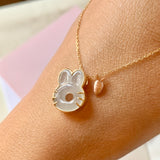 SOLD OUT: A-Grade Light Grey Jadeite Little Bunny with Carrot Pendant No.171973