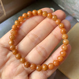 SOLD OUT: 6mm A-Grade Natural Red Jadeite Beaded Bracelet No.190329