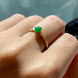 A-Grade Natural Jadeite Green Cabochon Braid Ring No.161341