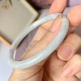 56.7mm A-Grade Natural Greyish White Jadeite Traditional Round Bangle No.151911