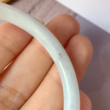56.7mm A-Grade Natural Greyish White Jadeite Traditional Round Bangle No.151911