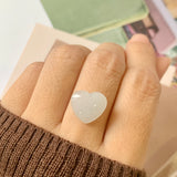 A-Grade Natural White Jadeite Heart Pendant No.171987