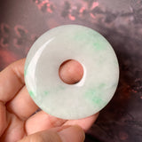 SOLD OUT: A-Grade Natural Moss on Snow Jadeite Donut Pendant No.171240