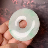 SOLD OUT: A-Grade Natural Moss on Snow Jadeite Donut Pendant No.171240