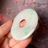 SOLD OUT: A-Grade Natural Moss on Snow Jadeite Donut Pendant No.171240