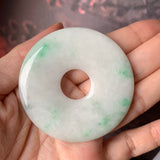 SOLD OUT: A-Grade Natural Moss on Snow Jadeite Donut Pendant No.171240