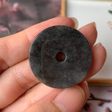 SOLD OUT: A-Grade Natural Black Jadeite Donut Pendant No.220226