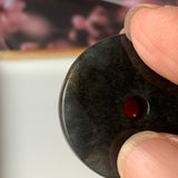 SOLD OUT: A-Grade Natural Black Jadeite Donut Pendant No.220226