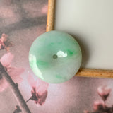 A-Grade Natural Moss On Snow Jadeite Donut Pendant No.171552