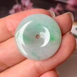 A-Grade Natural Moss On Snow Jadeite Donut Pendant No.171552