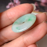 A-Grade Natural Moss On Snow Jadeite Donut Pendant No.171552