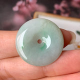 A-Grade Natural Moss On Snow Jadeite Donut Pendant No.171552