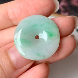 A-Grade Natural Moss On Snow Jadeite Donut Pendant No.171552