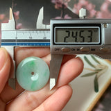 A-Grade Natural Moss On Snow Jadeite Donut Pendant No.171552