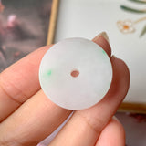 A-Grade Natural Moss On Snow Jadeite Donut Pendant No. 170783