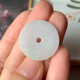 A-Grade Natural Moss On Snow Jadeite Donut Pendant No. 170783