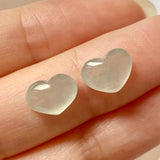 SOLD OUT: Icy 4.6 cts A-Grade Natural Faint Green Jadeite Heart Shape Pair No.180634