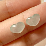 SOLD OUT: Icy 4.6 cts A-Grade Natural Faint Green Jadeite Heart Shape Pair No.180634
