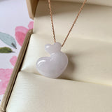 A-Grade Natural Lavender Jadeite Double Heart Pendant No.171982