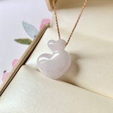 A-Grade Natural Lavender Jadeite Double Heart Pendant No.171982