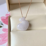 A-Grade Natural Lavender Jadeite Double Heart Pendant No.171982