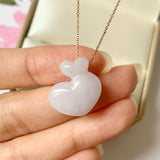 A-Grade Natural Lavender Jadeite Double Heart Pendant No.171982