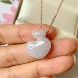 A-Grade Natural Lavender Jadeite Double Heart Pendant No.171982