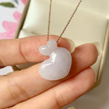 A-Grade Natural Lavender Jadeite Double Heart Pendant No.171982