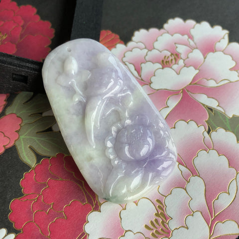 A-Grade Type A Natural Lavender and Green Jadeite Jade Pendant No.170456