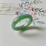 16.8mm A-Grade Natural Imperial Floral Jadeite Abacus Ring Band No.162179