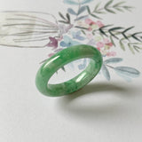 16.8mm A-Grade Natural Imperial Floral Jadeite Abacus Ring Band No.162179