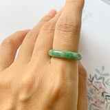 16.8mm A-Grade Natural Imperial Floral Jadeite Abacus Ring Band No.162179