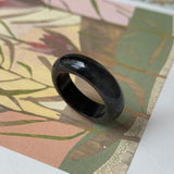 14.3mm A-Grade Natural Black Jadeite Ring Band No. 162150