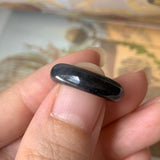 14.3mm A-Grade Natural Black Jadeite Ring Band No. 162150