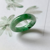 SOLD OUT: 16.2mm A-Grade Natural Imperial Floral Jadeite Abacus Ring Band No.161526