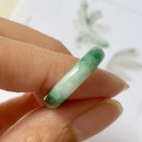SOLD OUT: 16.2mm A-Grade Natural Imperial Floral Jadeite Abacus Ring Band No.161526