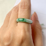 SOLD OUT: 16.2mm A-Grade Natural Imperial Floral Jadeite Abacus Ring Band No.161526