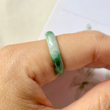 SOLD OUT: 16.2mm A-Grade Natural Imperial Floral Jadeite Abacus Ring Band No.161526