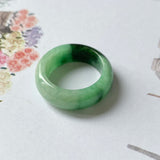 16.3mm A-Grade Natural Imperial Floral Jadeite Abacus Ring Band No.161533