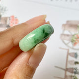 16.3mm A-Grade Natural Imperial Floral Jadeite Abacus Ring Band No.161533