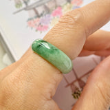 16.3mm A-Grade Natural Imperial Floral Jadeite Abacus Ring Band No.161533