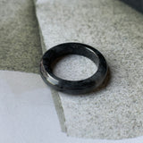 16.3mm A-Grade Natural Black Jadeite Ring Band No. 162152