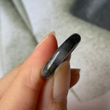 16.3mm A-Grade Natural Black Jadeite Ring Band No. 162152