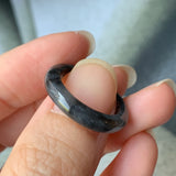 16.3mm A-Grade Natural Black Jadeite Ring Band No. 162152