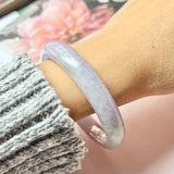 55.3mm A-Grade Natural Lavender Jadeite Modern Round Bangle No.151837