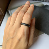 16.3mm A-Grade Natural Black Jadeite Ring Band No. 162152