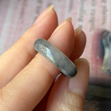 16.3mm A-Grade Natural Black Jadeite Ring Band No. 162153