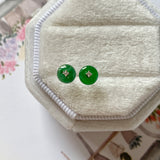 SOLD OUT: A-Grade Natural Imperial Green Jadeite Donut Earring Studs No.180635