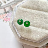 SOLD OUT: A-Grade Natural Imperial Green Jadeite Donut Earring Studs No.180635